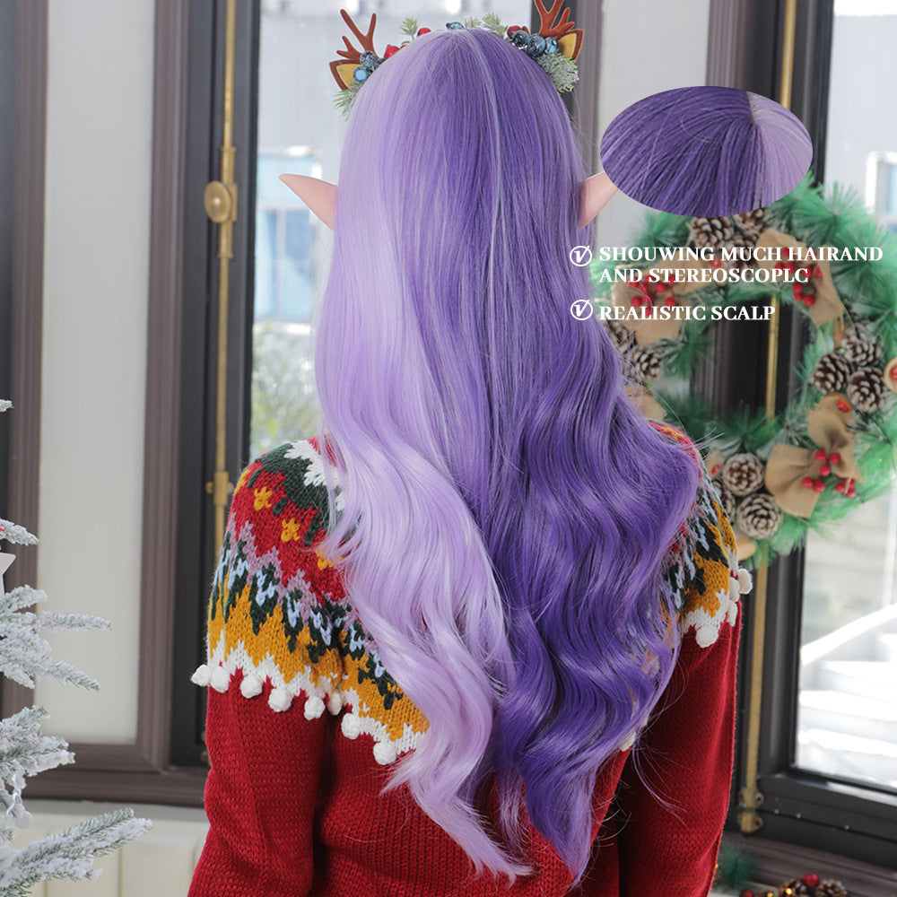 Cosplay Long Wave Red And Green Synthetic Wigs