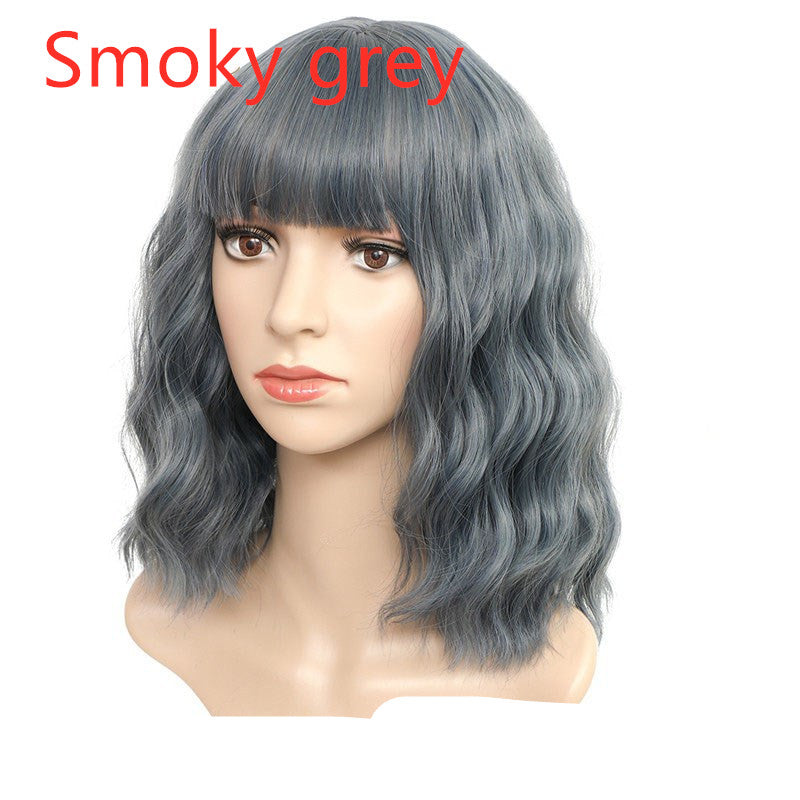 Wig Cover Air Liuhaihai Corrugated Mid-Length Curly Hair Chemical Fiber Head Cover