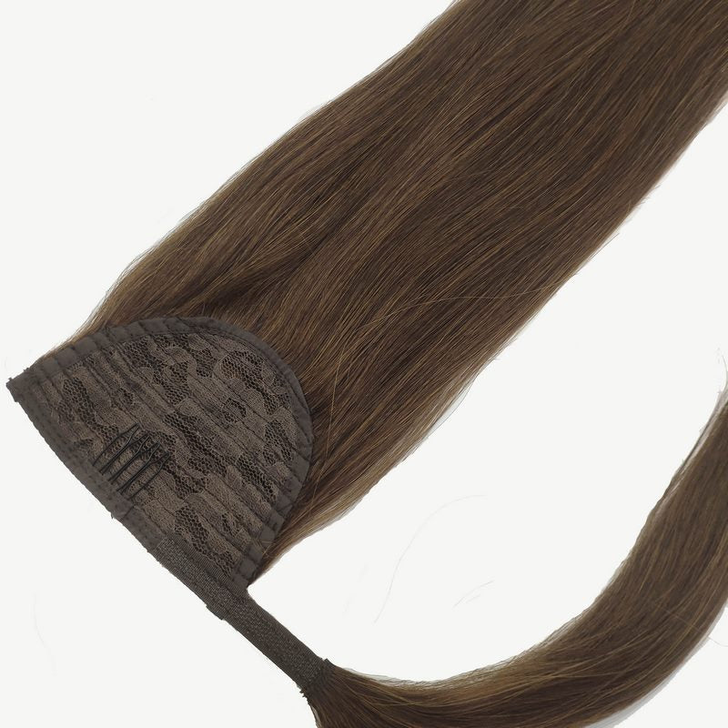 Human Hair Velcro Ponytail Long Hair Seamless Extension straight hair