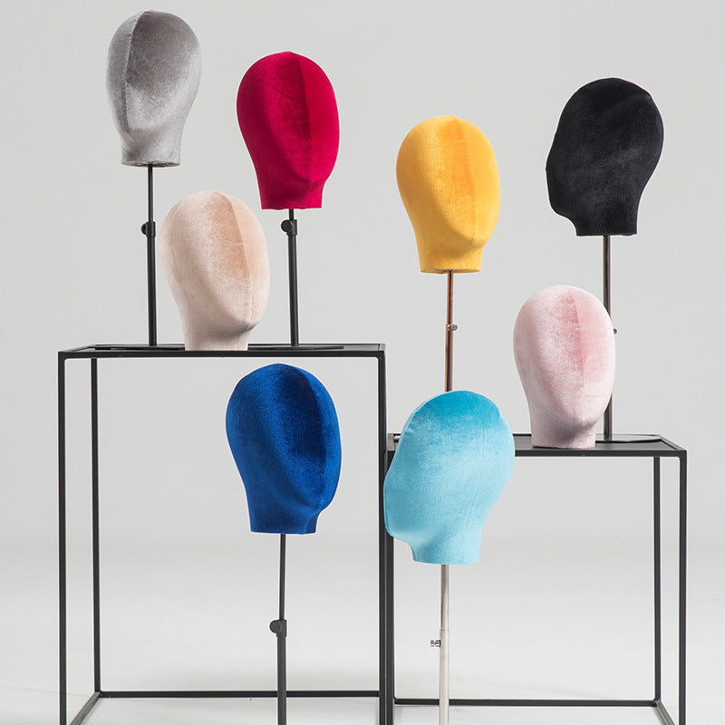 Velvet Color Wig Head Model Hat Display Stand