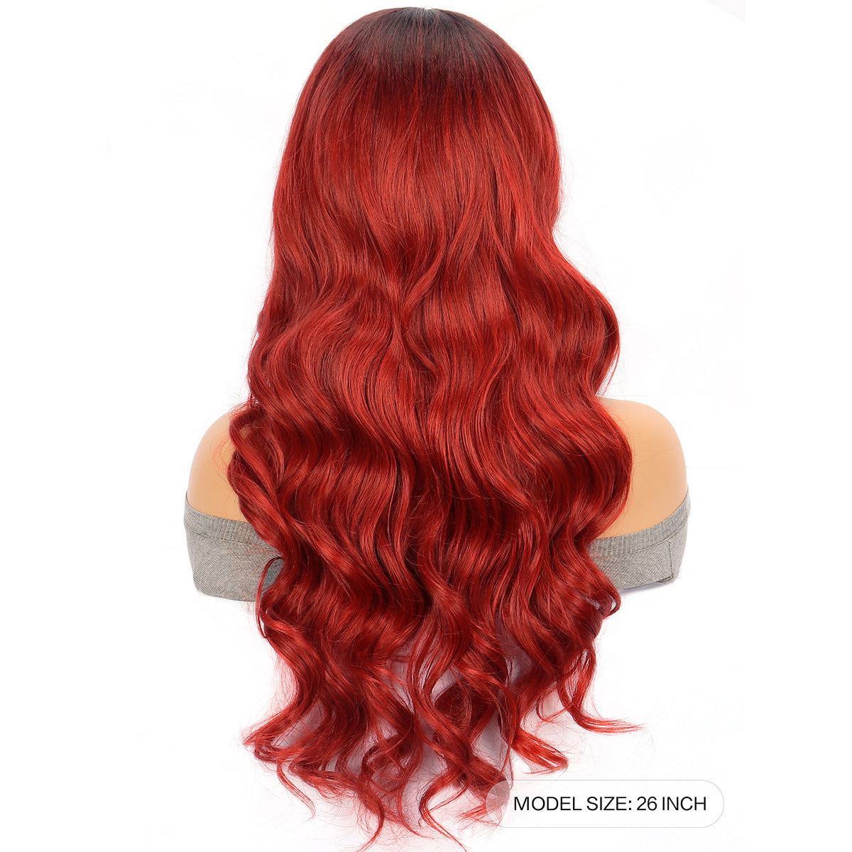 Red Large Wave Long Curly Hair Chemical Fiber Head Cover