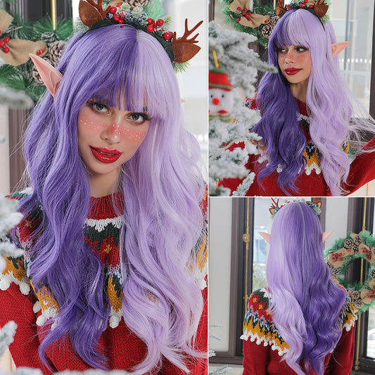 Cosplay Long Wave Red And Green Synthetic Wigs