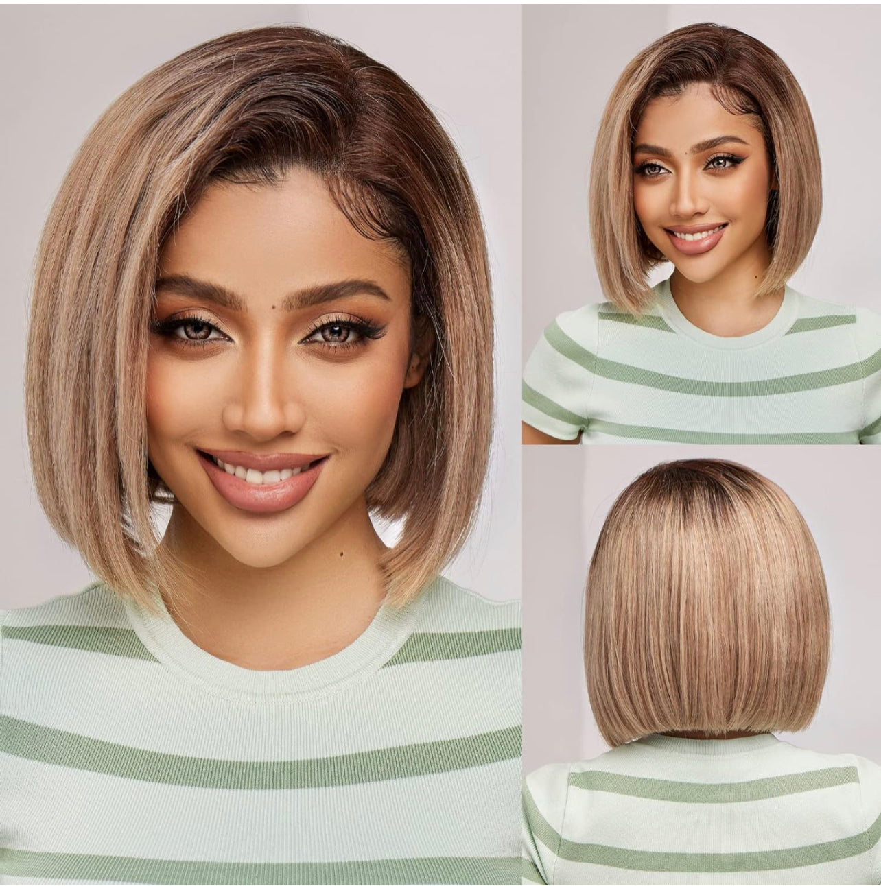 Ombre Colored Short Bob Wig T4B 27 Lace Front Human HairWigs