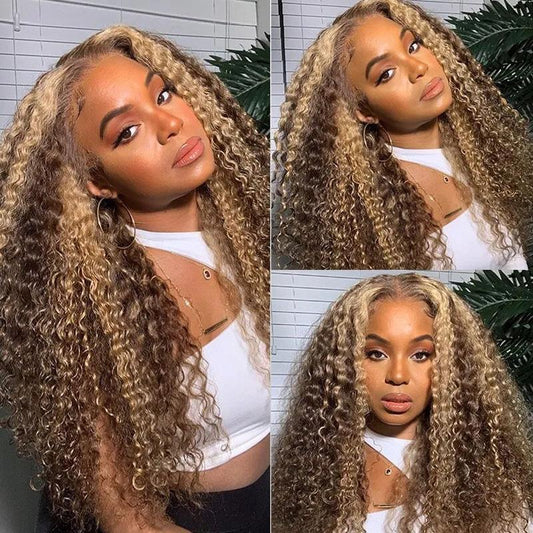 Piano Inter-color Highlight Curly Lace Wig