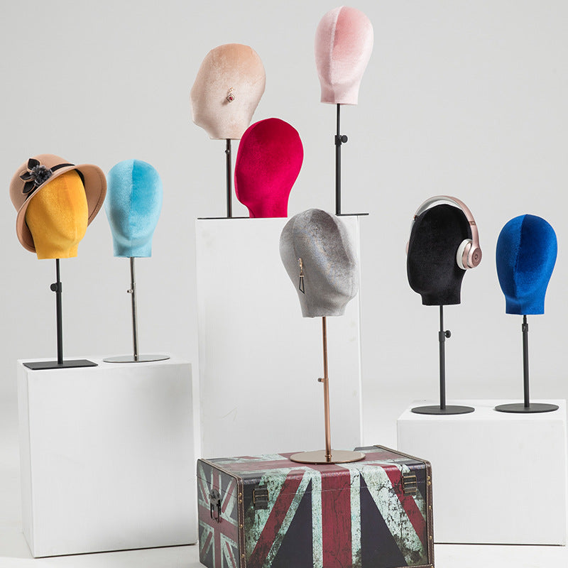 Velvet Color Wig Head Model Hat Display Stand