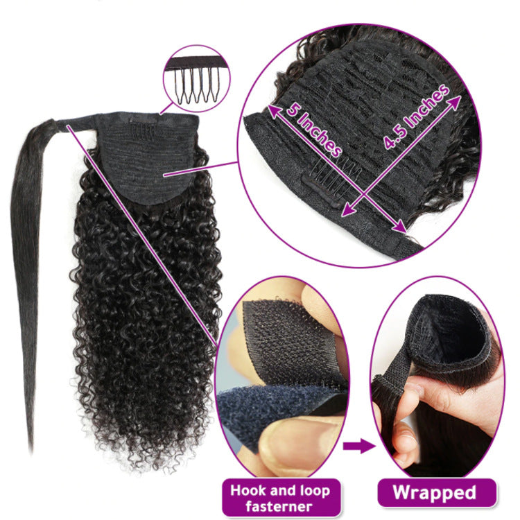 Velcro Ponytail Body Water Deep Kinky Curly Hair Ponytail